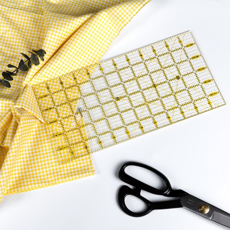 KEARING Quilting Ruler, Non-Slip Acrylic Sewing Ruler for Cutting Fabric, Clear Mini Quilting Ruler Set, 1/2" x 4" and 6" x 24" - Image 5